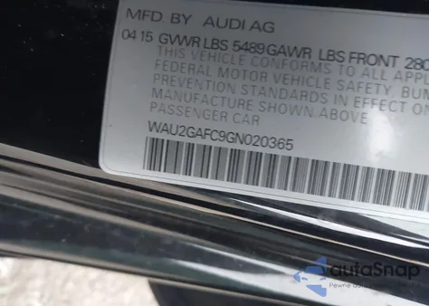 2016 Audi A7 3.0T Premium Plus from USA, damaged, VIN WAU2GAFC9GN020365